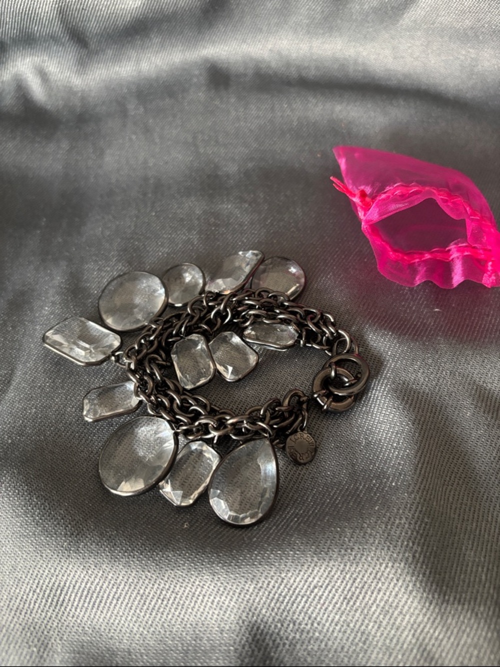 J. Crew Clear Crystal Drop Charm Bracelet - Women Jewelry